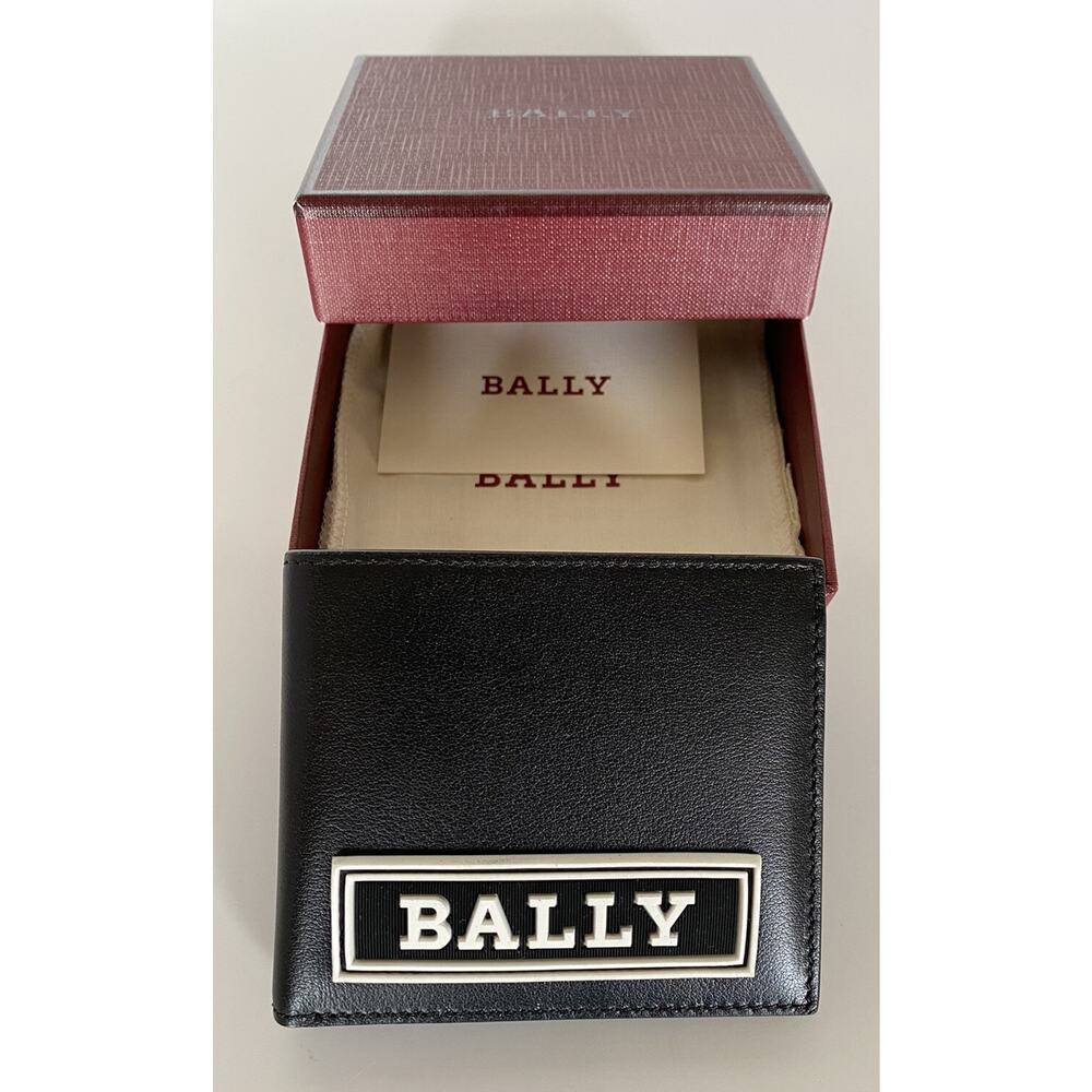 NWT BALLY Men’s Bifold Bollen Genuine Leather Black Wallet 6228985